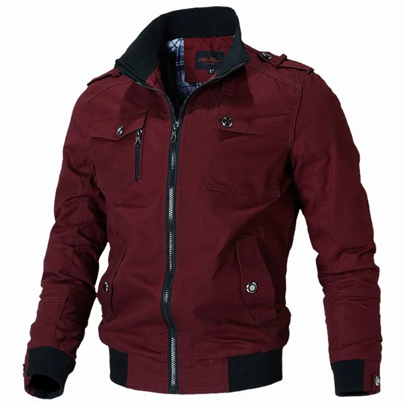 Bomber Jacket Men Fashion Casual Windbreaker Jacket Coat Men 2023 Spring Autumn New Hot Outwear Stand Slim Military Jacket Mens
