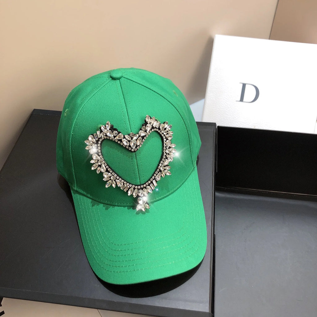 Spring Cotton Baseball Snapbacks Caps Luxury  Heart Shape Unisex Solid Color Sun Hat Outdoor Bones Adjustable
