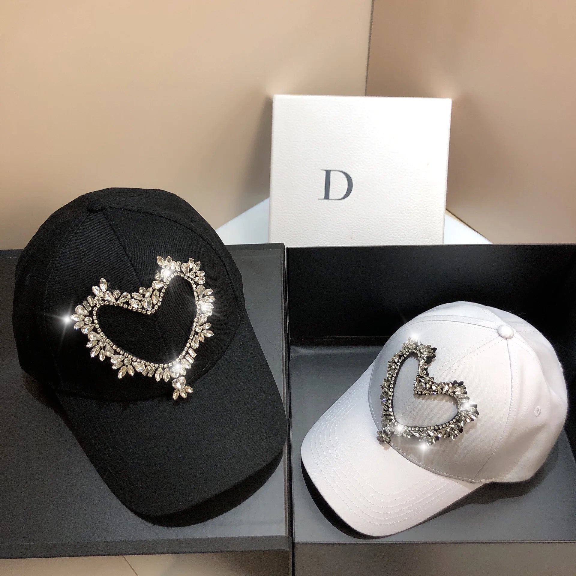 Spring Cotton Baseball Snapbacks Caps Luxury  Heart Shape Unisex Solid Color Sun Hat Outdoor Bones Adjustable