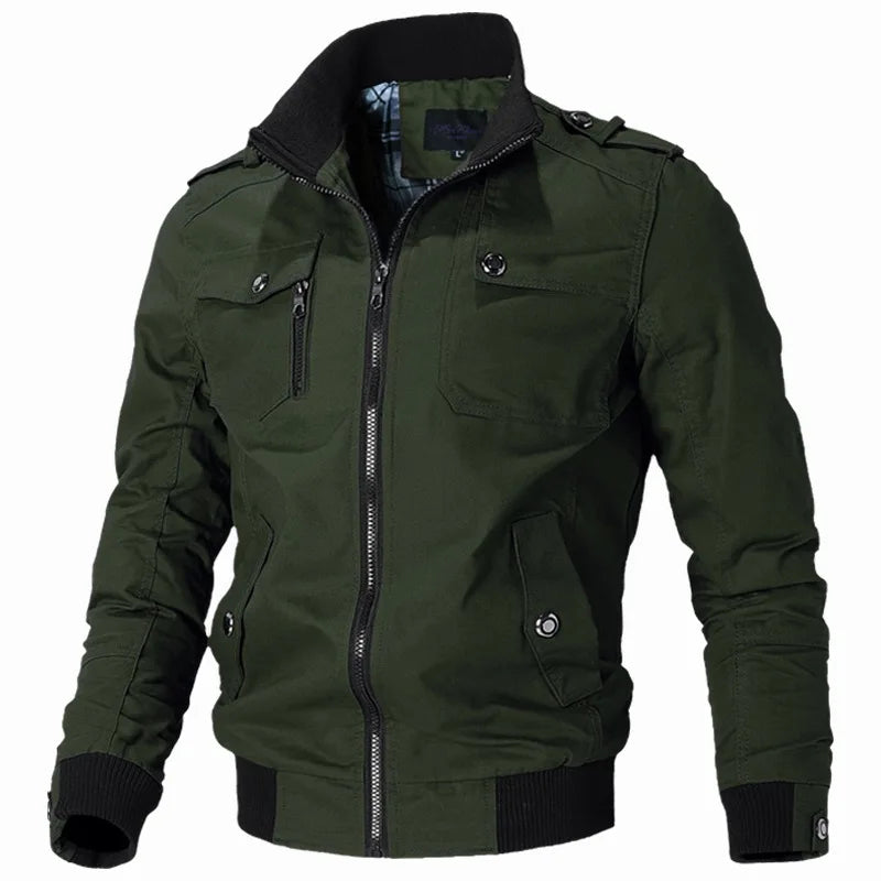 Bomber Jacket Men Fashion Casual Windbreaker Jacket Coat Men 2023 Spring Autumn New Hot Outwear Stand Slim Military Jacket Mens
