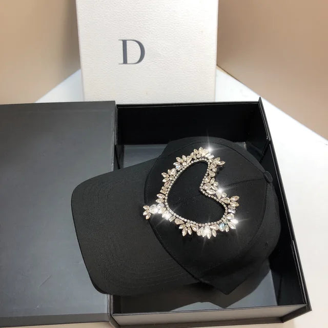 Spring Cotton Baseball Snapbacks Caps Luxury  Heart Shape Unisex Solid Color Sun Hat Outdoor Bones Adjustable