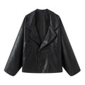Fashion Casual Lapel Leather Jacket for Women