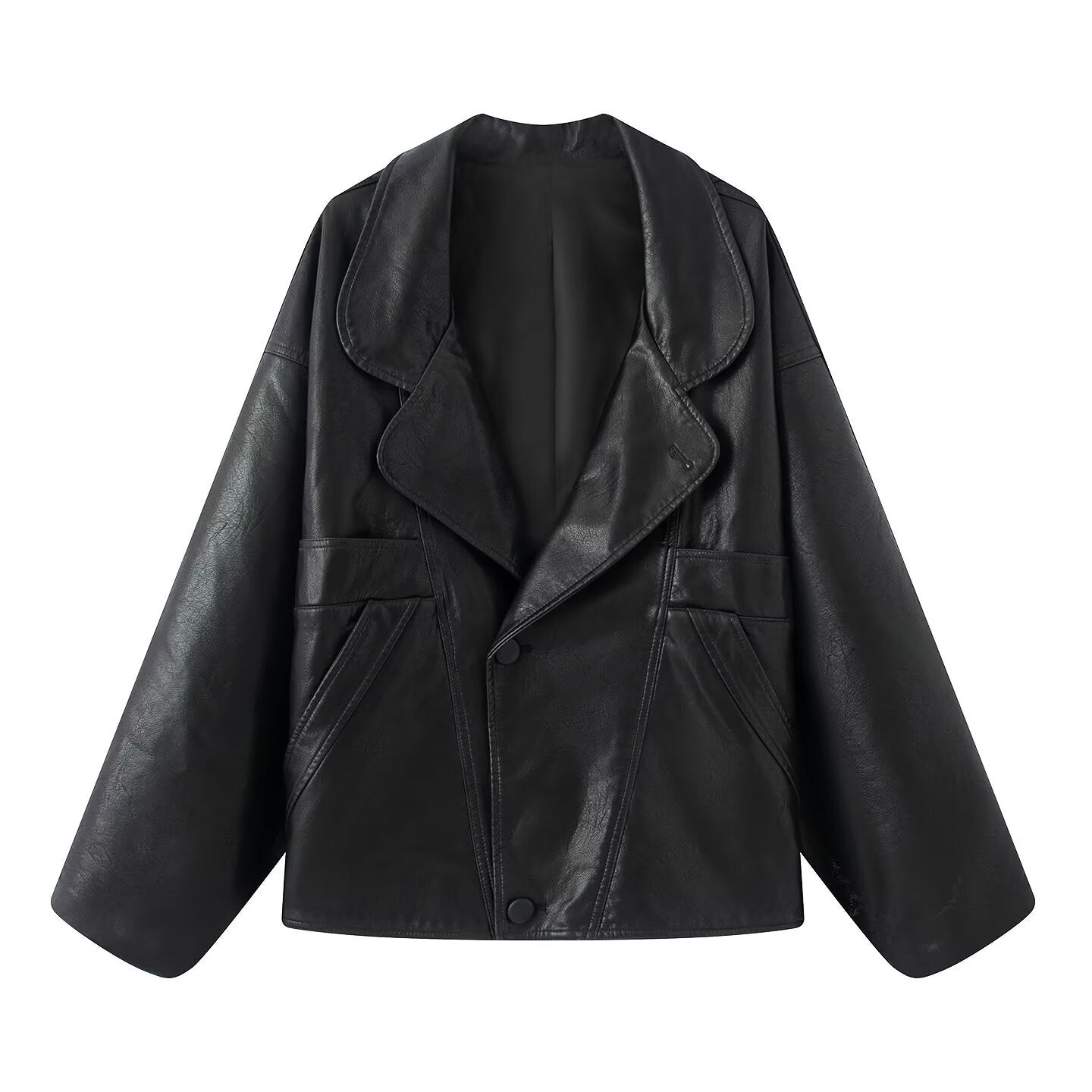 Fashion Casual Lapel Leather Jacket for Women