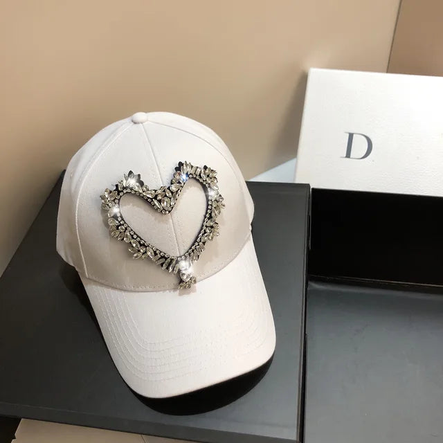 Spring Cotton Baseball Snapbacks Caps Luxury  Heart Shape Unisex Solid Color Sun Hat Outdoor Bones Adjustable