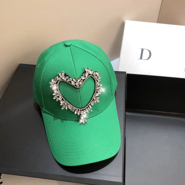 Spring Cotton Baseball Snapbacks Caps Luxury  Heart Shape Unisex Solid Color Sun Hat Outdoor Bones Adjustable