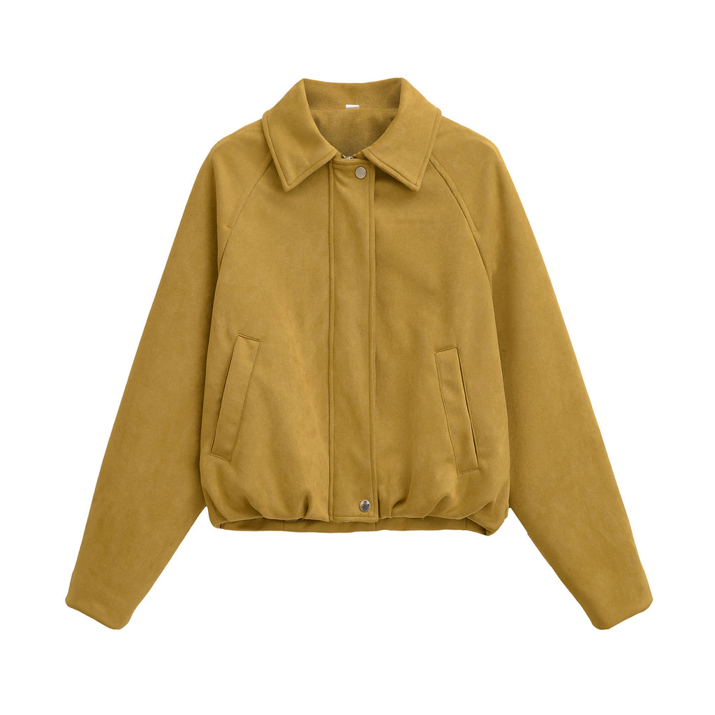 Suede Pilot Jacket for Women Fashion Outerwear