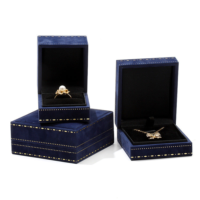 Right angle jewelry packaging box, gold border high-end ring pendant bracelet box, velvet jewelry storage jewelry box