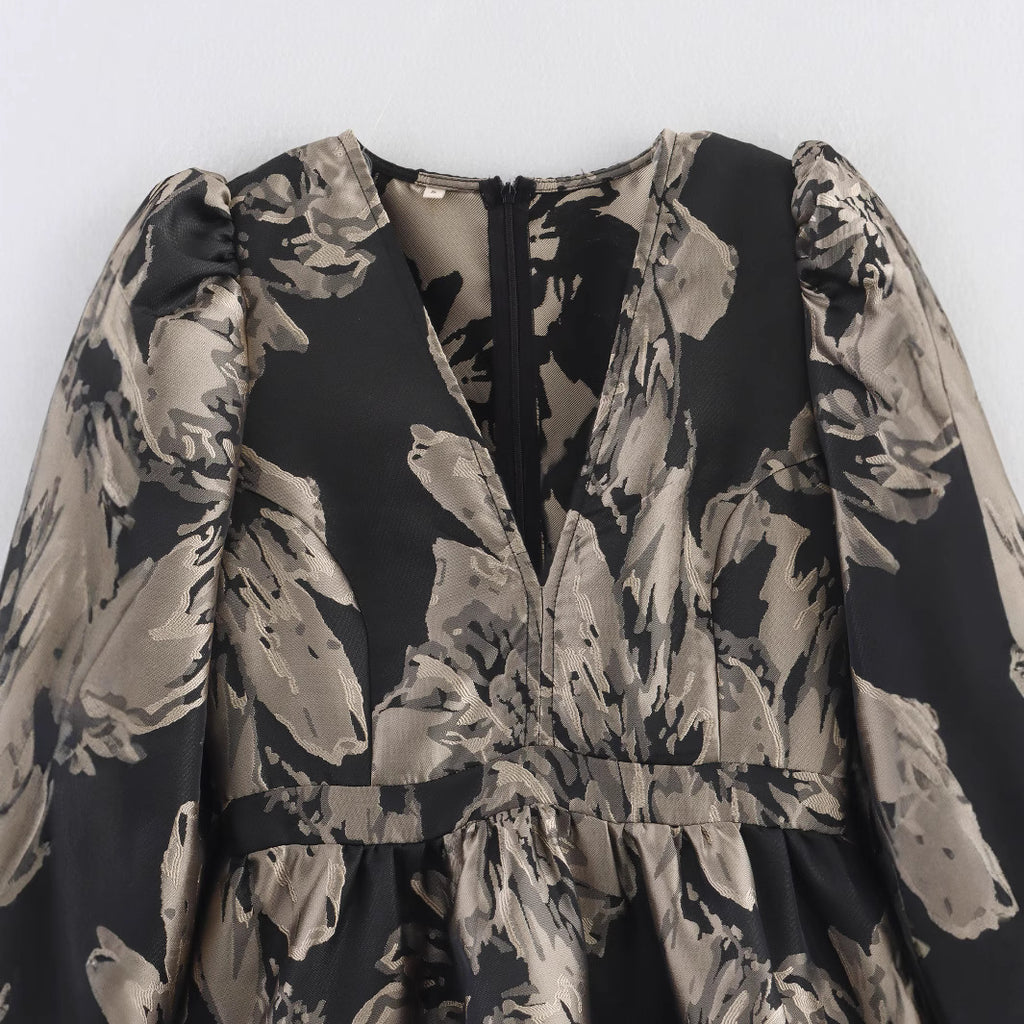 Fashion hem jacquard layered decorative dress for women