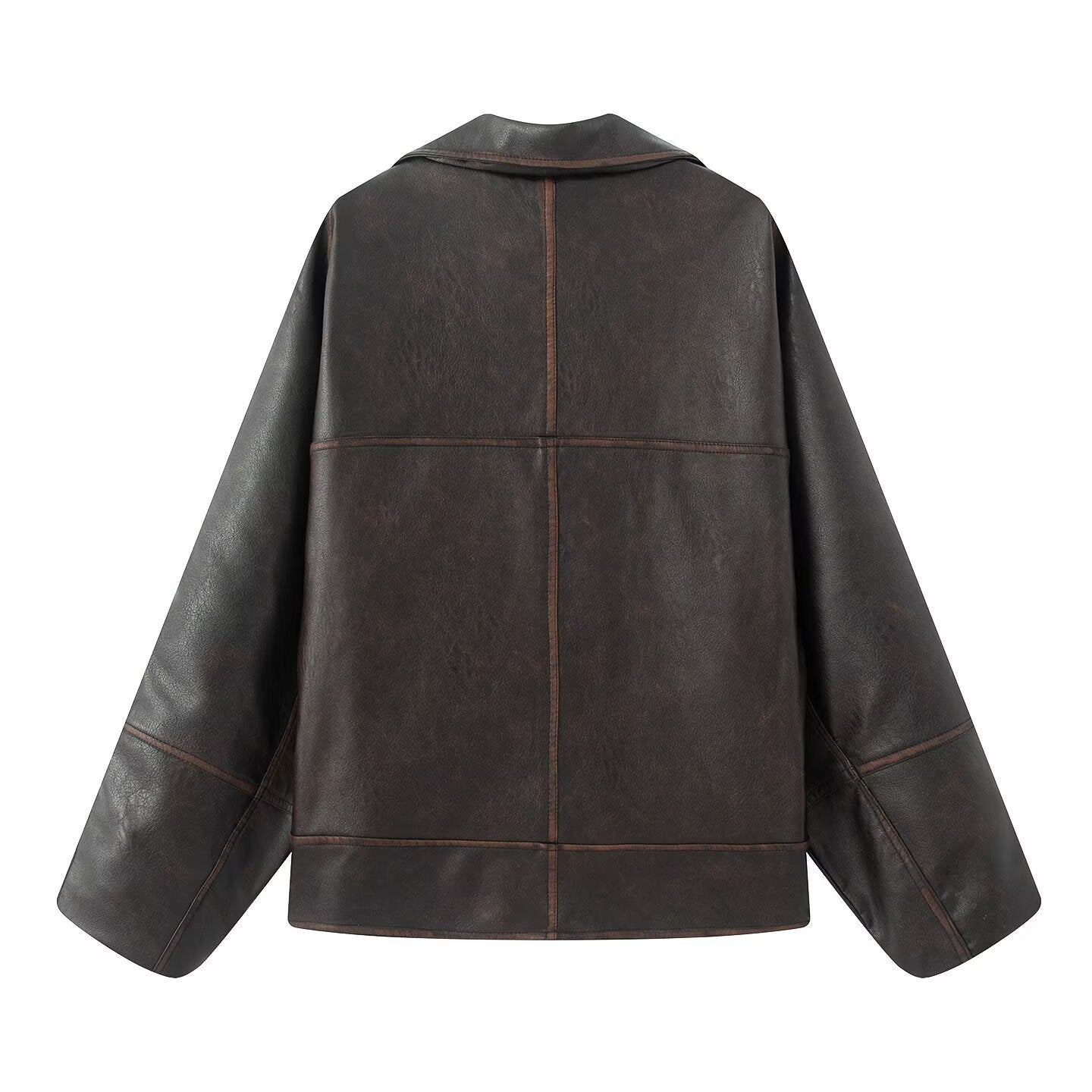 Fashion Casual Lapel Leather Jacket for Women