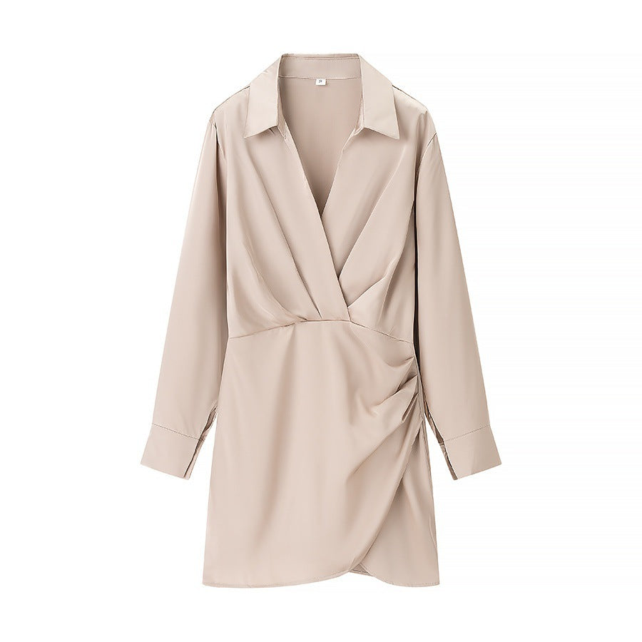 Elegant Fashion Side Pleated Dress for Women