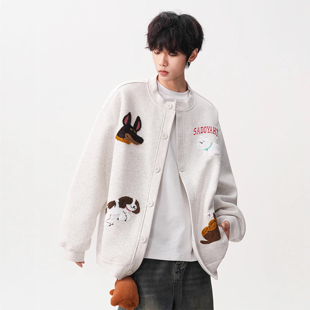 Dog Flocking Hoodie Jacket for Men, Casual Loose Fit Fashion Top