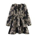 Fashion hem jacquard layered decorative dress for women