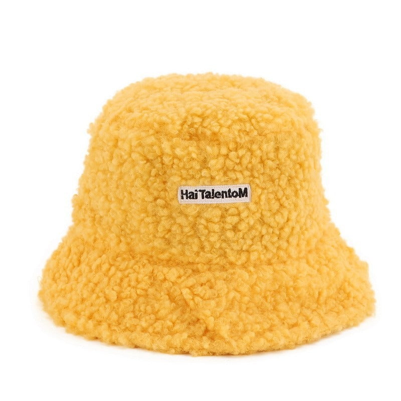 Hat Female Autumn And Winter Warm Lambswool Fishing Cap Korean Fashion Plush Cap New Fashion Letter Cap