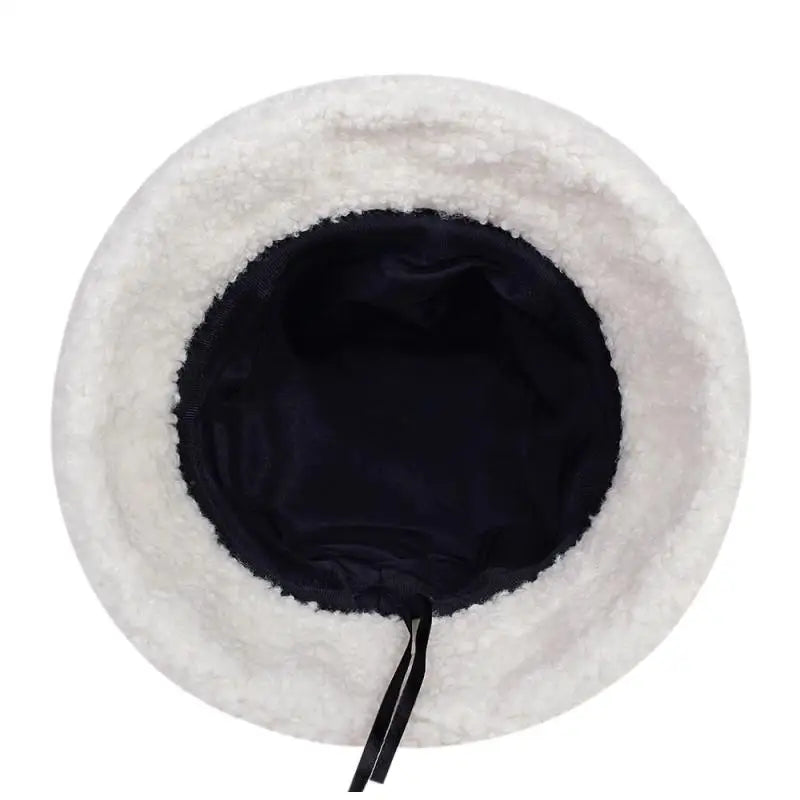 appa bucket hat Lamb wool hat winter warm Fishing Caps Faux Fur Arrow Symbol Printed Bucket Hat Men Women tide Flat Top Hats